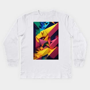 Abstract dimensional glowing lines Kids Long Sleeve T-Shirt